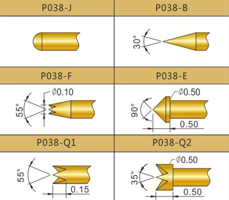 PA038測試探針頭型，華榮華探針廠家